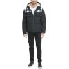 imageLevis Mens Performance Hooded Puffer Trucker Jacket Regular ampamp Big ampamp Tall SizesWhite PlaidBlack