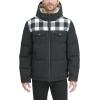 imageLevis Mens Performance Hooded Puffer Trucker Jacket Regular ampamp Big ampamp Tall SizesWhite PlaidBlack