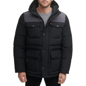imageLevis Mens Arctic Cloth Quilted Lined Performance ParkaBlkCharcoal