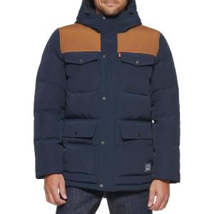 imageLevis Mens Arctic Cloth Quilted Lined Performance ParkaNavyWorker Brown