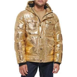 imageLevis Mens Performance Hooded Puffer Trucker Jacket Regular ampamp Big ampamp Tall SizesGold Bandana