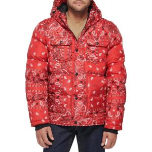 imageLevis Mens Performance Hooded Puffer Trucker Jacket Regular ampamp Big ampamp Tall SizesRed Bandana