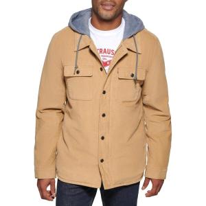 imageLevis Mens Plaid Sherpa Lined Hooded Shirt Jacket Regular ampamp Big ampamp Tall SizesTan Corduroy