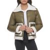 imageLevis Womens Breanna Faux Fur Puffer Jacket Standard ampamp Plus SizesOlive Faux Leather Sherpa Pocket