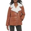 Camel Faux Fur Trimmed Moto