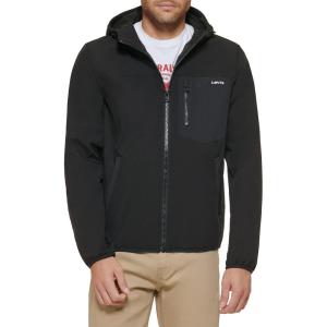 imageLevis Mens WaterResistant Soft Shell Active Hooded JacketBlack