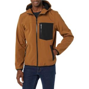 imageLevis Mens WaterResistant Soft Shell Active Hooded JacketBrownBlack
