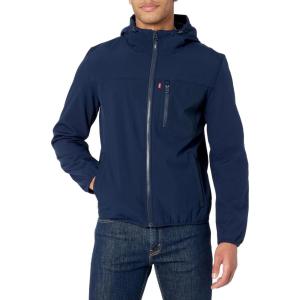 imageLevis Mens WaterResistant Soft Shell Active Hooded JacketNavyBlack