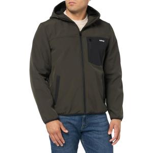 imageLevis Mens WaterResistant Soft Shell Active Hooded JacketNew Olive