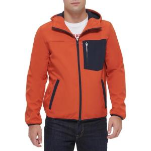 imageLevis Mens WaterResistant Soft Shell Active Hooded JacketOrangeNavy