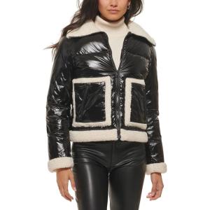 imageLevis Womens Breanna Faux Fur Puffer Jacket Standard ampamp Plus SizesPearlized Black Sherpa Pocket