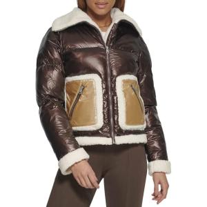 imageLevis Womens Breanna Faux Fur Puffer Jacket Standard ampamp Plus SizesPearlized Brown Sherpa Pocket