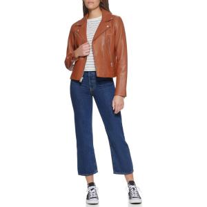 imageLevis Womens Vegan Leather 538 Moto Jacket Regular ampamp Plus SizeCamel
