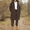 imageLevis womens Long Length Patchwork Quilted Teddy CoatChocolate Brown
