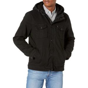 imageLevis Mens Washed Cotton Hooded Military Jacket Regular ampamp Big ampamp Tall SizesBlack