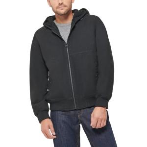imageLevis Mens Workwear Cotton Canvas Hooded Bomber Jacket Regular ampamp Big ampamp Tall SizesBlack Welt Pockets Sherpa