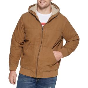 imageLevis Mens Workwear Cotton Canvas Hooded Bomber Jacket Regular ampamp Big ampamp Tall SizesBrown