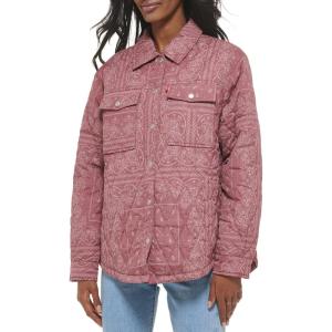 imageLevis Womens Diamond Quilted Lightweight Shirt JacketBurgundy Plaid