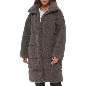 imageLevis womens Long Length Patchwork Quilted Teddy CoatCarbon Grey