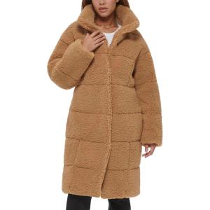 imageLevis womens Long Length Patchwork Quilted Teddy CoatChestnut