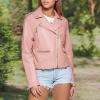 imageLevis Womens Cropped Faux Leather Motorcycle JacketCameo Brown