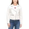 imageLevis Womens Cropped Faux Leather Motorcycle JacketWhite Croc
