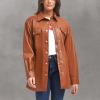imageLevis Womens Faux Leather Belted Shirt Jacket Standard ampamp Plus SizesCamel