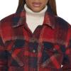 imageLevis Womens Wool Blend Sherpa Lined Long ShacketNavyRed Plaid