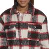 imageLevis Womens Wool Blend Sherpa Lined Long ShacketRedWhiteBlack Plaid