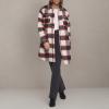 imageLevis Womens Wool Blend Sherpa Lined Long ShacketRedWhiteBlack Plaid