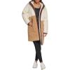 imageLevis womens Full Length Sherpa Quilted Parka JacketCreamBrown Colorblock