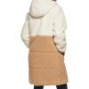 imageLevis womens Full Length Sherpa Quilted Parka JacketCreamBrown Colorblock