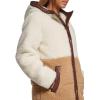 imageLevis womens Full Length Sherpa Quilted Parka JacketCreamBrown Colorblock