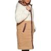 imageLevis womens Full Length Sherpa Quilted Parka JacketCreamBrown Colorblock
