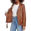 imageLevis womens Oversized Faux Leather Belted Motorcycle Jacket Standard ampamp Plus SizesEquestrian Brown