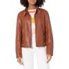 imageLevis womens Faux Leather Motocross Racer Jacket Standard and PlusCamel Brown Latch Collar