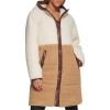 imageLevis womens Full Length Sherpa Quilted Parka JacketCreamBrown Colorblock