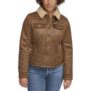 imageLevis Womens Classic Sherpa Lined Trucker JacketNew Brown Faux Shearling