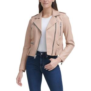 imageLevis Womens Cropped Faux Leather Motorcycle JacketBiscotti