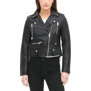 imageLevis Womens Cropped Faux Leather Motorcycle JacketBlack