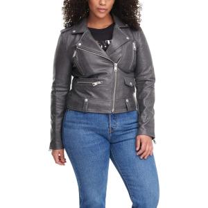 imageLevis Womens Cropped Faux Leather Motorcycle JacketCharcoal Croc