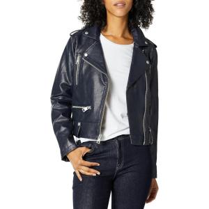 imageLevis Womens Cropped Faux Leather Motorcycle JacketNavy