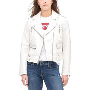 imageLevis Womens Cropped Faux Leather Motorcycle JacketWhite Croc