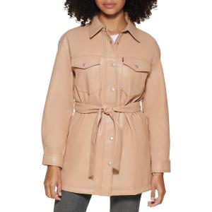 imageLevis Womens Faux Leather Belted Shirt Jacket Standard ampamp Plus SizesBiscotti