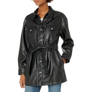 imageLevis Womens Faux Leather Belted Shirt Jacket Standard ampamp Plus SizesBlack