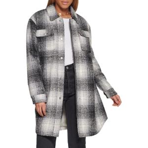 imageLevis Womens Wool Blend Sherpa Lined Long ShacketBlackWhite Ombre