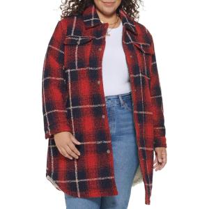 imageLevis Womens Wool Blend Sherpa Lined Long ShacketNavyRedOatmeal