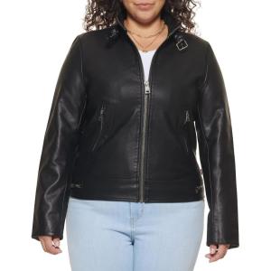 imageLevis womens Faux Leather Motocross Racer Jacket Standard and PlusBlack Latch Collar