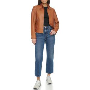 imageLevis womens Faux Leather Motocross Racer Jacket Standard and PlusMocha Latch Collar