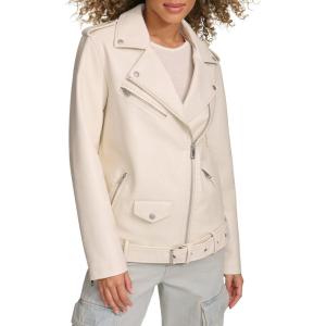 imageLevis womens Oversized Faux Leather Belted Motorcycle Jacket Standard ampamp Plus SizesOyster
